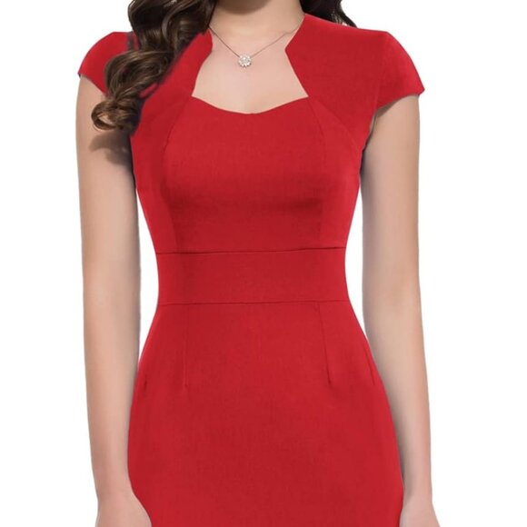 Grace Karin Womens 50s 60s Vintage Pencil Dress Bodycon Cap Sleeve Dress NTW Med - Picture 7 of 12